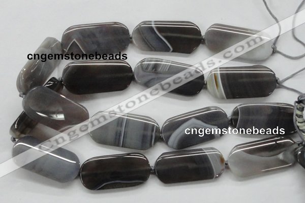 CAA239 15.5 inches 25*50mm rectangle grey line agate beads