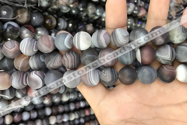 CAA2395 15.5 inches 12mm round matte Botswana agate beads wholesale