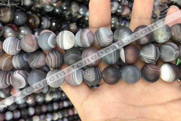 CAA2396 15.5 inches 14mm round matte Botswana agate beads wholesale