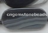 CAA240 15.5 inches 25*55mm rectangle grey line agate beads