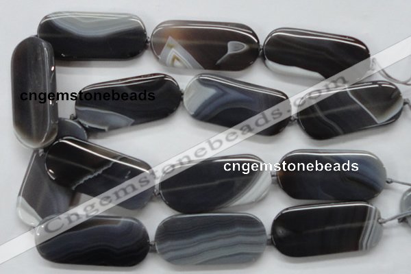 CAA240 15.5 inches 25*55mm rectangle grey line agate beads