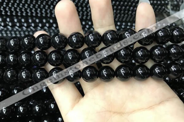 CAA2406 15.5 inches 12mm round black agate beads wholesale