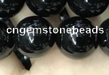 CAA2407 15.5 inches 14mm round black agate beads wholesale