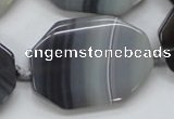 CAA241 15.5 inches 30*40mm octagonal grey line agate beads