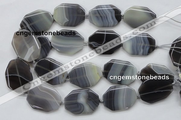 CAA241 15.5 inches 30*40mm octagonal grey line agate beads