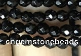 CAA2414 15.5 inches 3mm faceted round black agate beads wholesale