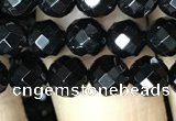 CAA2416 15.5 inches 6mm faceted round black agate beads wholesale