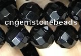 CAA2418 15.5 inches 10mm faceted round black agate beads wholesale