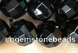 CAA2419 15.5 inches 12mm faceted round black agate beads wholesale