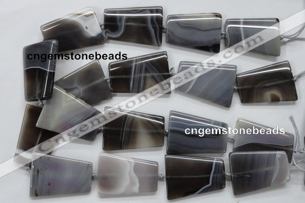 CAA242 15.5 inches 30*40mm trapezoid grey line agate beads