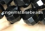 CAA2421 15.5 inches 16mm faceted round black agate beads wholesale