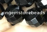 CAA2423 15.5 inches 20mm faceted round black agate beads wholesale