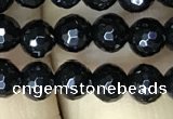 CAA2425 15.5 inches 4mm faceted round black agate beads wholesale