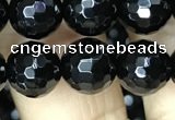 CAA2428 15.5 inches 10mm faceted round black agate beads wholesale