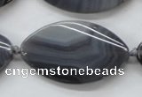 CAA243 15.5 inches 26*43mm twisted marquise grey line agate beads