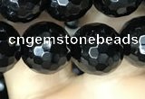 CAA2430 15.5 inches 14mm faceted round black agate beads wholesale