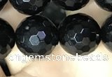 CAA2431 15.5 inches 16mm faceted round black agate beads wholesale