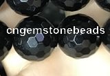 CAA2432 15.5 inches 18mm faceted round black agate beads wholesale