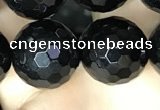 CAA2433 15.5 inches 20mm faceted round black agate beads wholesale