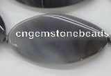 CAA244 15.5 inches 25*50mm twisted oval grey line agate beads