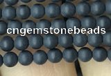 CAA2445 15.5 inches 2mm round matte black agate beads wholesale