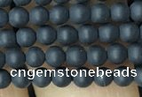 CAA2446 15.5 inches 3mm round matte black agate beads wholesale