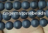 CAA2447 15.5 inches 4mm round matte black agate beads wholesale