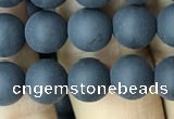 CAA2449 15.5 inches 8mm round matte black agate beads wholesale