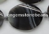 CAA245 15.5 inches 30*40mm twisted oval grey line agate beads