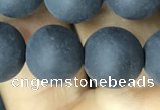 CAA2452 15.5 inches 14mm round matte black agate beads wholesale