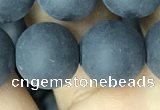 CAA2454 15.5 inches 18mm round matte black agate beads wholesale