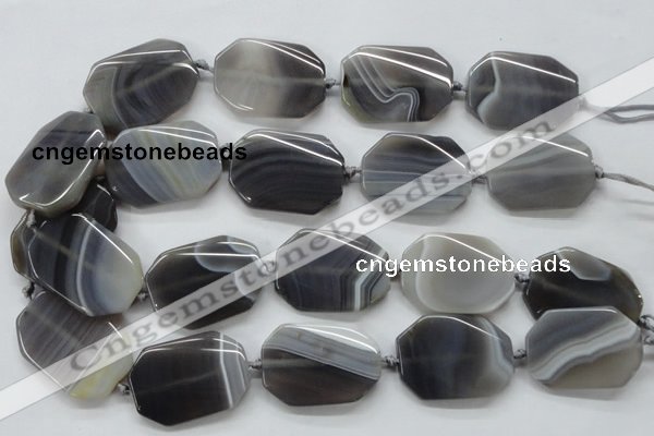 CAA246 15.5 inches 30*40mm twisted octagonal grey line agate beads