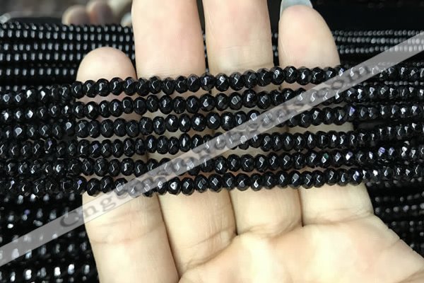 CAA2468 15.5 inches 2*4mm faceted rondelle black agate beads