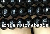 CAA2469 15.5 inches 4*6mm faceted rondelle black agate beads