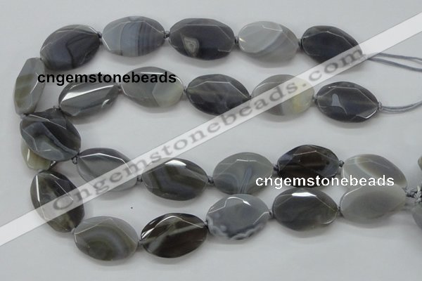 CAA247 15.5 inches 22*32mm faceted oval grey line agate beads