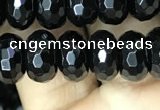 CAA2471 15.5 inches 6*10mm faceted rondelle black agate beads