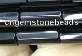 CAA2475 15.5 inches 6*12mm faceted tube black agate beads