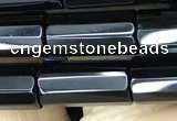 CAA2476 15.5 inches 6*16mm faceted tube black agate beads