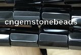 CAA2478 15.5 inches 8*12mm faceted tube black agate beads