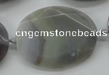 CAA248 15.5 inches 30*40mm faceted oval grey line agate beads