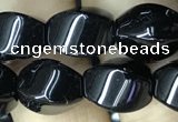 CAA2485 15.5 inches 8*12mm twisted rice black agate beads