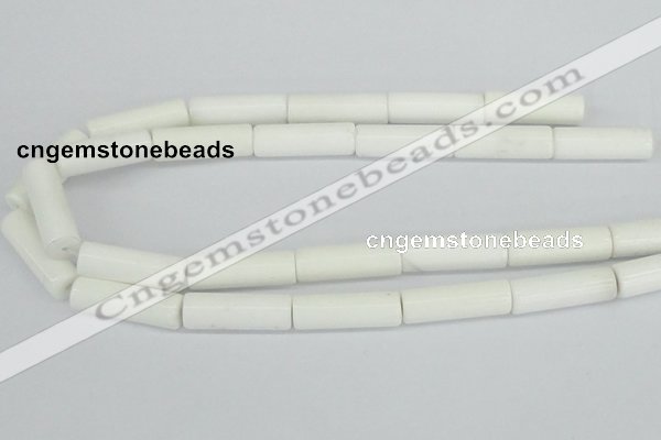 CAA25 15.5 inches 10*30mm cylinder white agate gemstone beads