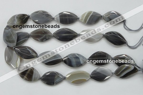 CAA250 15.5 inches 22*30mm faceted marquise grey line agate beads