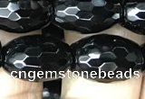 CAA2502 15.5 inches 10*14mm faceted rice black agate beads wholesale