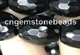 CAA2504 15.5 inches 13*18mm faceted rice black agate beads wholesale