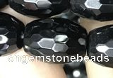 CAA2505 15.5 inches 15*20mm faceted rice black agate beads wholesale