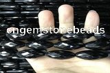 CAA2506 15.5 inches 10*30mm faceted rice black agate beads wholesale