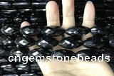 CAA2507 15.5 inches 15*30mm faceted rice black agate beads wholesale