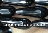 CAA2511 15.5 inches 6*16mm faceted teardrop black agate beads