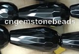 CAA2512 15.5 inches 8*16mm faceted teardrop black agate beads